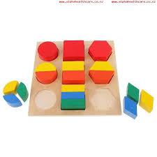 Geometry Block Montessori Sorting Stacking Fraction Board Puzzle Type E